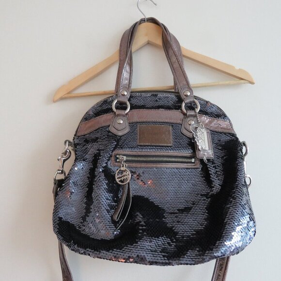 COACH Limited Edition Poppy Spotlight Sequin Metallic Top Handle Crossbody Bag - Picture 2 of 15